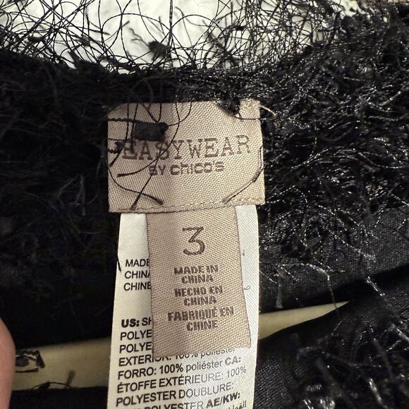 Chico's Black Eyelash Vest Size 3 XL Hook & Eye Close Fluffy Lined - Picture 5 of 9